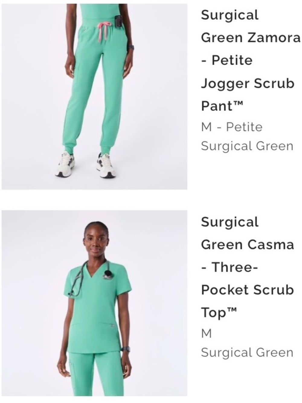 Figs surgical green scrub set